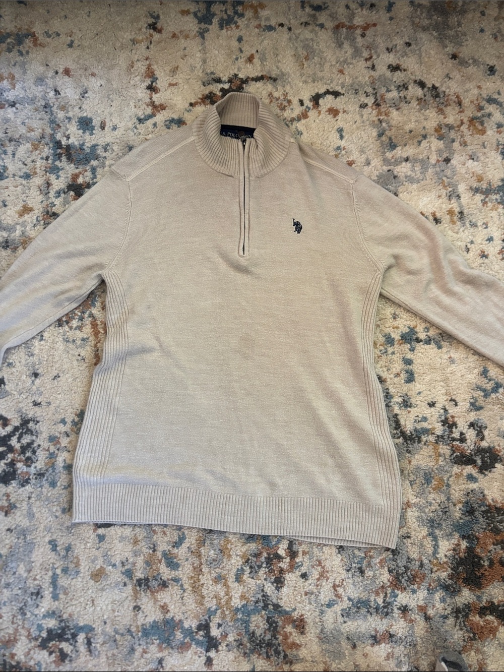 U.S. Polo Assn. Light Beige Half-Zip Sweater